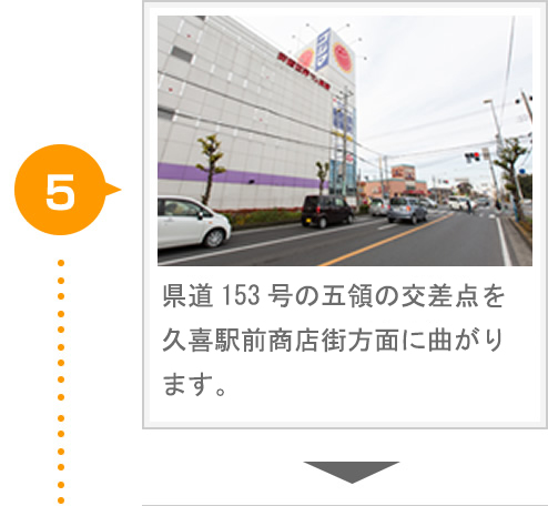 県道153号の五領の交差点を久喜駅前商店街方向に曲がります。